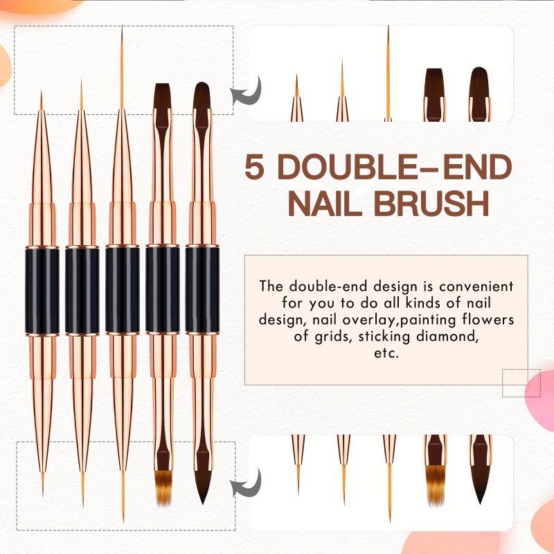 5pcs Dual Single End Nails Brushes Nail Art Liner Pen Brushes Design Professional Manicure Tools for Striping Drawing Painting