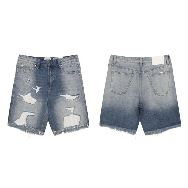 Grenzüberschreitende amerikanische Trendmarke GALLERY DEPT schrittweise Veränderung Loch raue Kante Jeansshorts Herren und Damen High Street Fünf-Punkt-Hosen