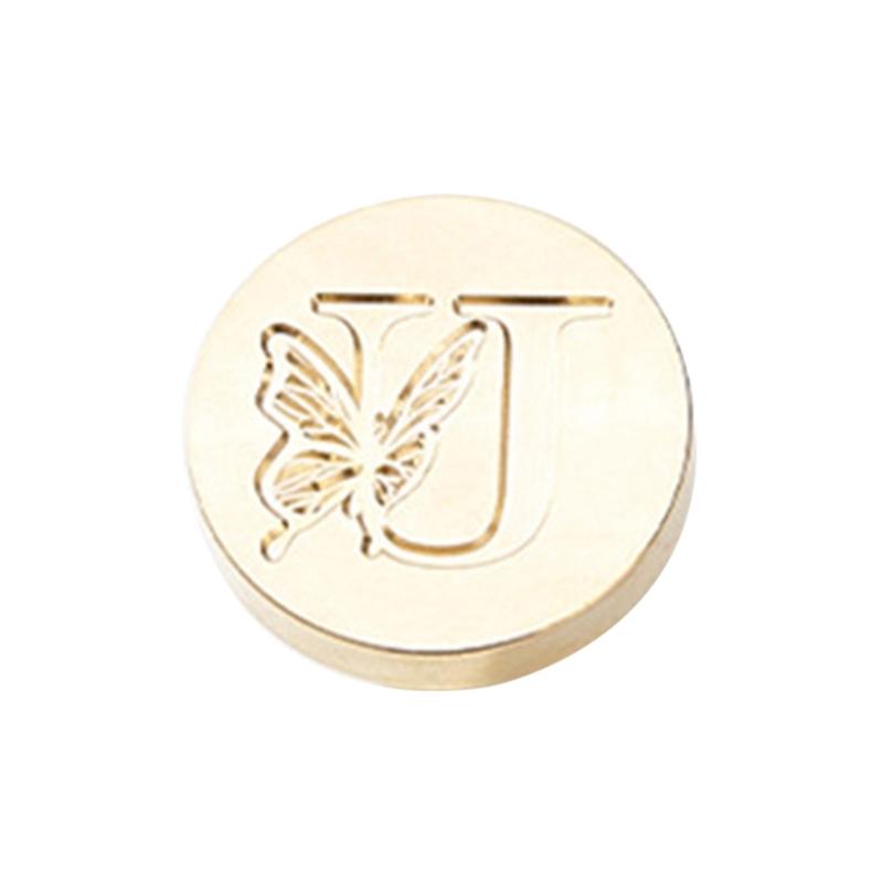 Butterfly Letter Pattern Wax Seal Stamp Head Metal Wax Stamp Head for Valentines Card Birthday Card Invitations Envelope