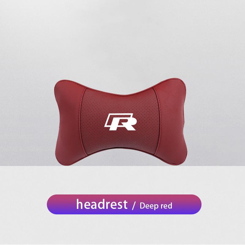 For VOLKSWAGEN VW 1Pcs Car Seat Headrest Auto Logo Neck Pillow For Volkswagen R Caddy Golf Passat Tiguan Jetta Beetle Atlas T-RO