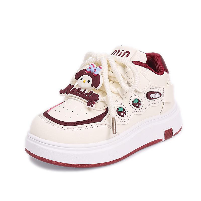 

2025 Spring/Autumn Girls Casual Low-Top White Board Shoes for Middle and Big Kids Size 26, Inner Length 16.5 cm бордовий