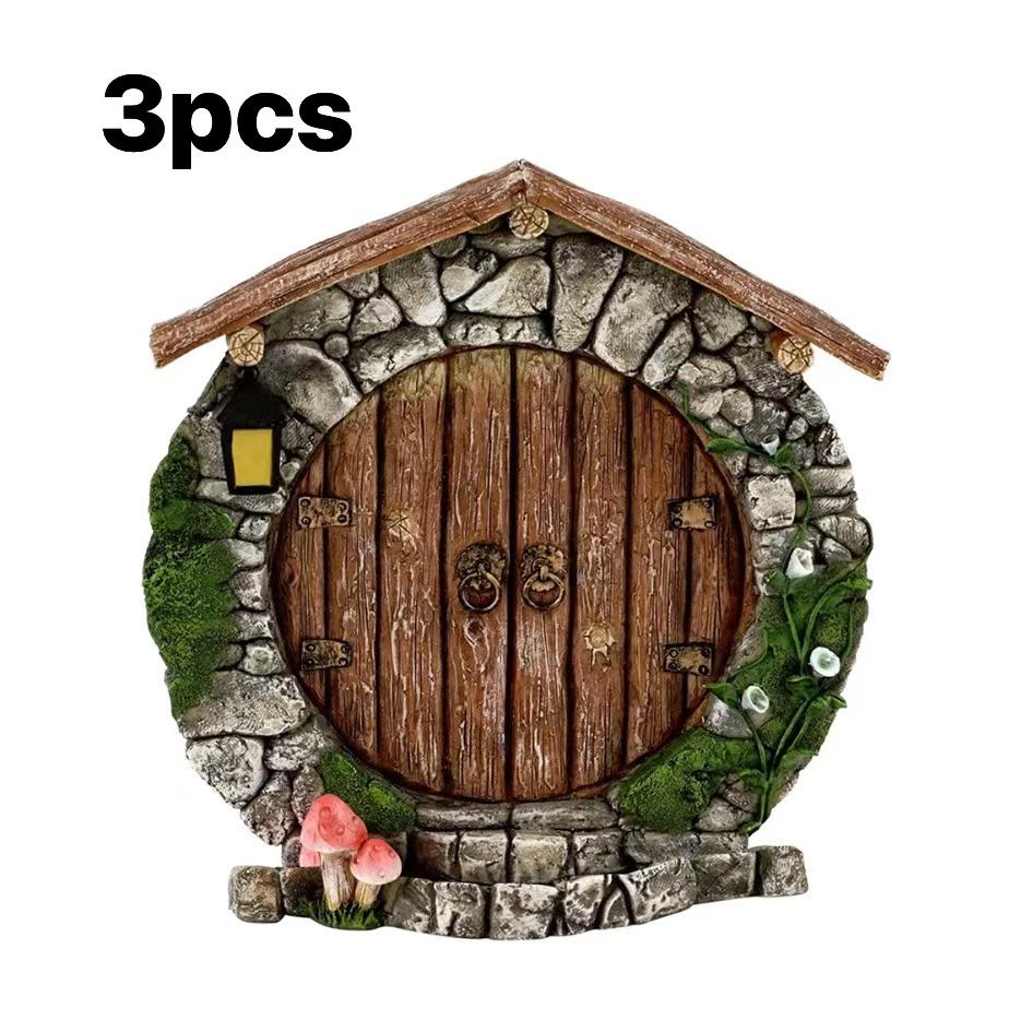 

Miniature Wooden Fairy Door for Trees – Whimsical Gnome Garden Decor, Magical Yard Ornament, Weather-Resistant DIY Fairy House A