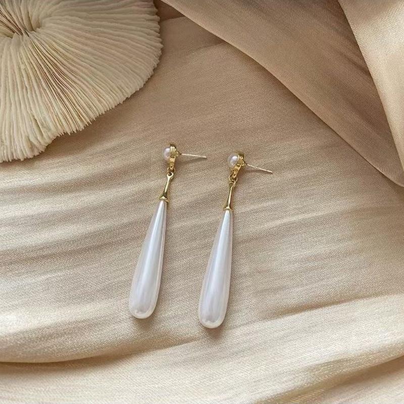 Dámské klasické vintage barokní perlové přívěskové náušnice elegantní dlouhé náušnice ve tvaru kapky vody trend dámské šperky