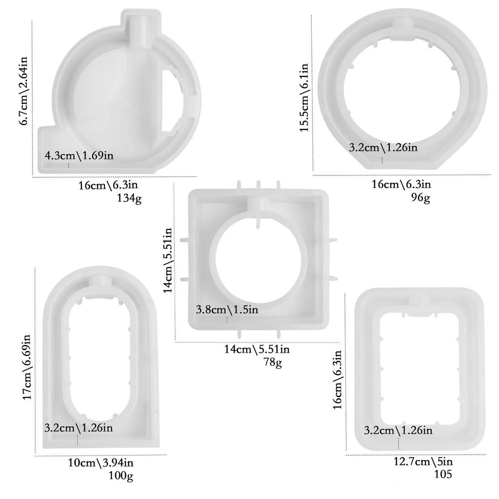 Round Square Arch Vase Resin Mold, 4-Shape Silicone Casting Mold for DIY Hydroponic Planter Decor