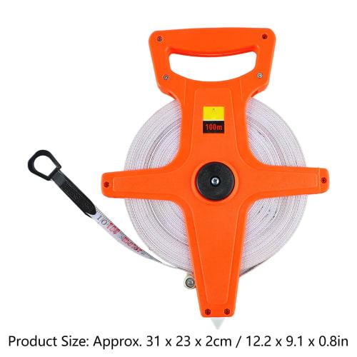 Open Reel Measuring Tape, 328 Feet, 100 Meters, Fiberglass Tape Measure, Retractable Folding Long Tape with Hand Crank - Open Tape Measure for Track a