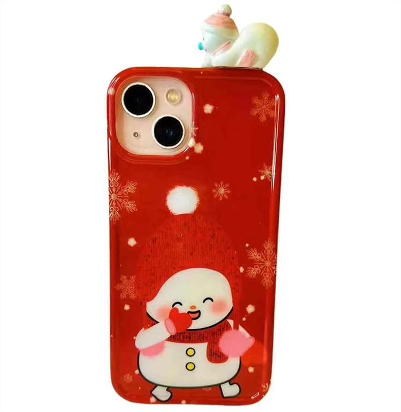 

Модный мультяшный Санта-Клаус Рождественский чехол для телефона iPhone 16 15 14 13 Pro Max IMD цветной бампер чехол Fundas новогодние подарки iPhone 13 красный