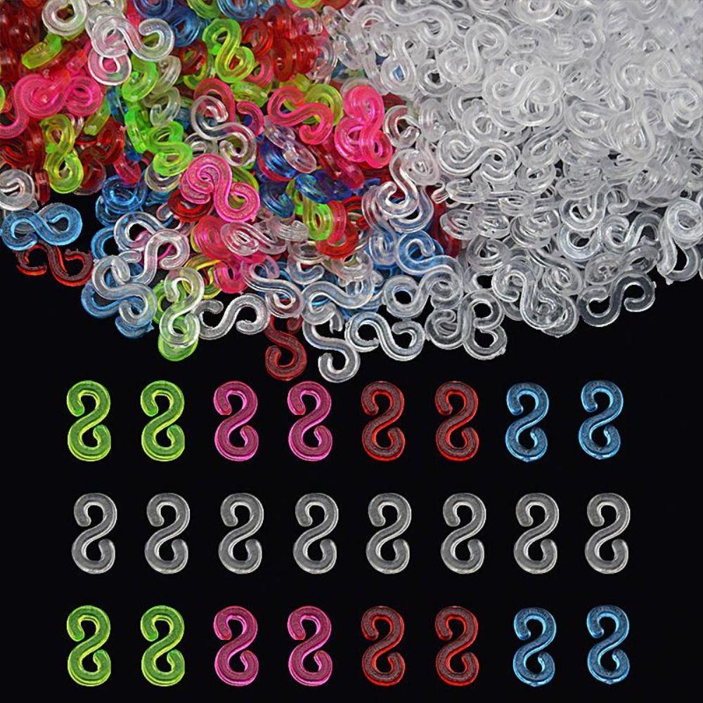500pcs Transparent Acrylic S Clips Acrylic Loom Bands Braid Connector  Jewelry Making Connectors