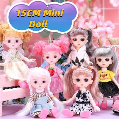 15CM Mini ruchoma 13 łączona lalka zabawka dla dziewczynki 3D wielkie oczy BJD księżniczka pełne stroje kolekcja sukienek lalka dla dzieci prezent