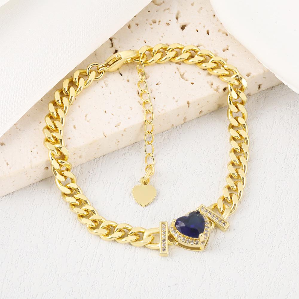 Retro Colored Zircon Love Bracelet Women s Light Luxury Handmade Versatile Jewelry One Size(18CM~21CM)