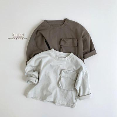 T-shirt Autunnale in Cotone a Manica Lunga per Bambini - Stile Coreano Versatile per Ragazzi e Ragazze (Piccolo medio)