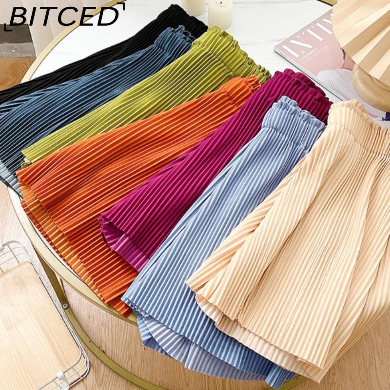 BITCED Pleated Shorts for Women Spring/Summer Casual Cropped Trousers High-Waisted Loose-Fit Flattering Straight-Leg Wide-Leg Trousers
