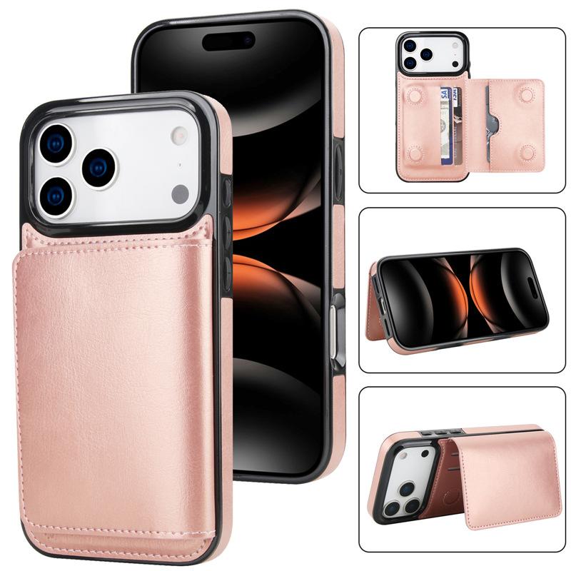 Applicable iPhone17Pro iPhone leather case15Plus Back-cover type protective case Samsung S25U Card holder