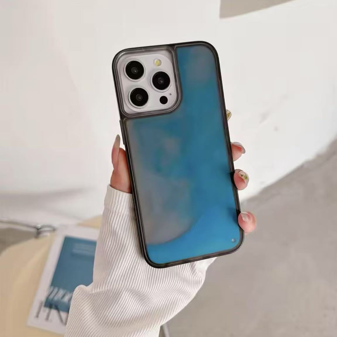 

Светящийся чехол с зыбучим песком для iPhone 16 15 14 13 12 Pro Max Plus, светящийся в темноте, с жидкими блестками, противоударный чехол, Fundas IPhone 14