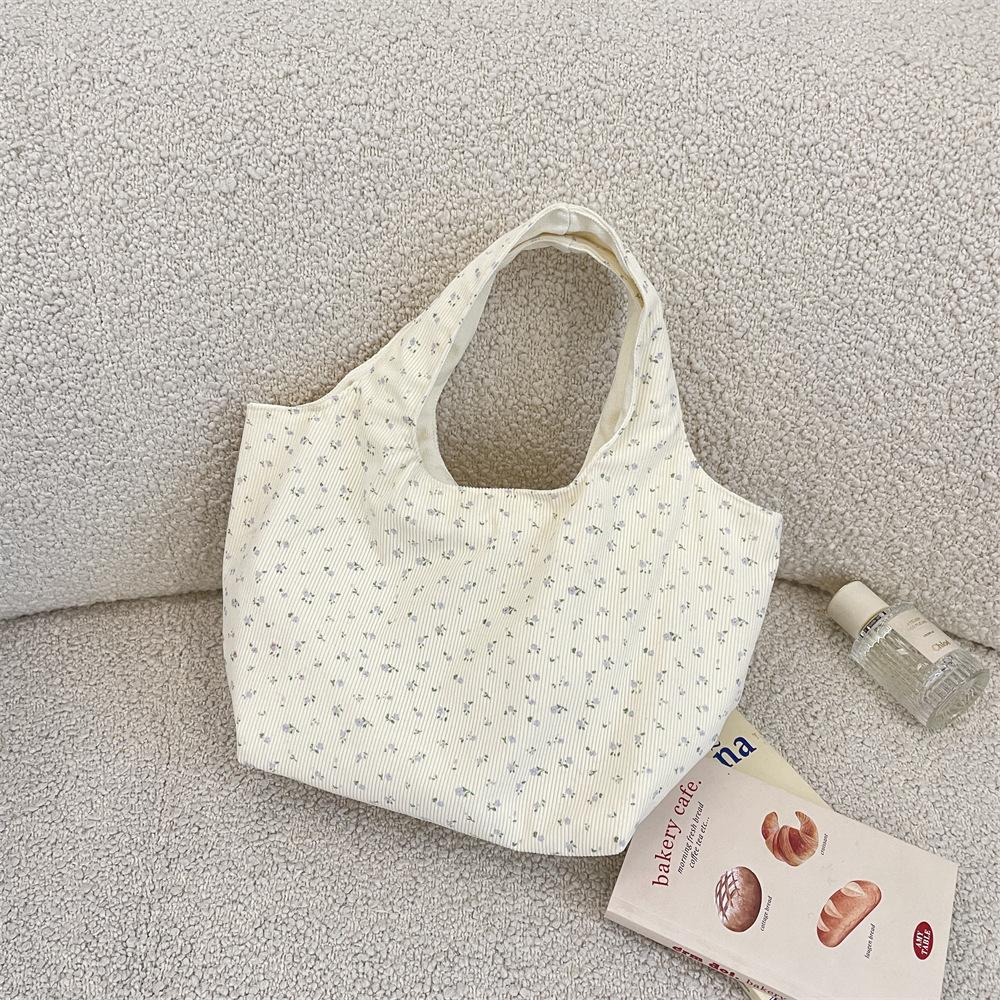 

2026 New Floral Print Corduroy Casual Handbag for Women Large Capacity Handheld Bag Bolsas De Mujer