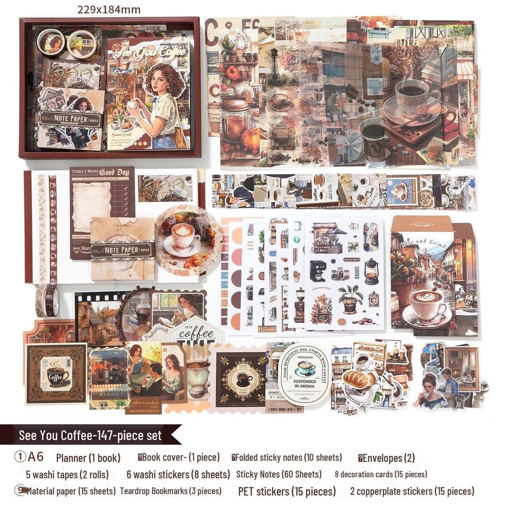 Yihe Retro Journal Gift Set: High-Value Stickers, Memo Pads, and DIY Literary Journal Book.