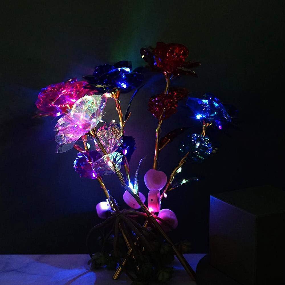 Led Valentine's Day Mother's Day Gift 24K Foil Plated Roses Artifical Flowers Wedding Decor Lover Lighting Roses Creative Gift