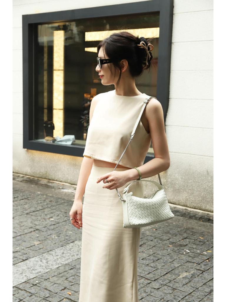 Handmade Lambskin Chain Crossbody Women's Dumpling Handbag
