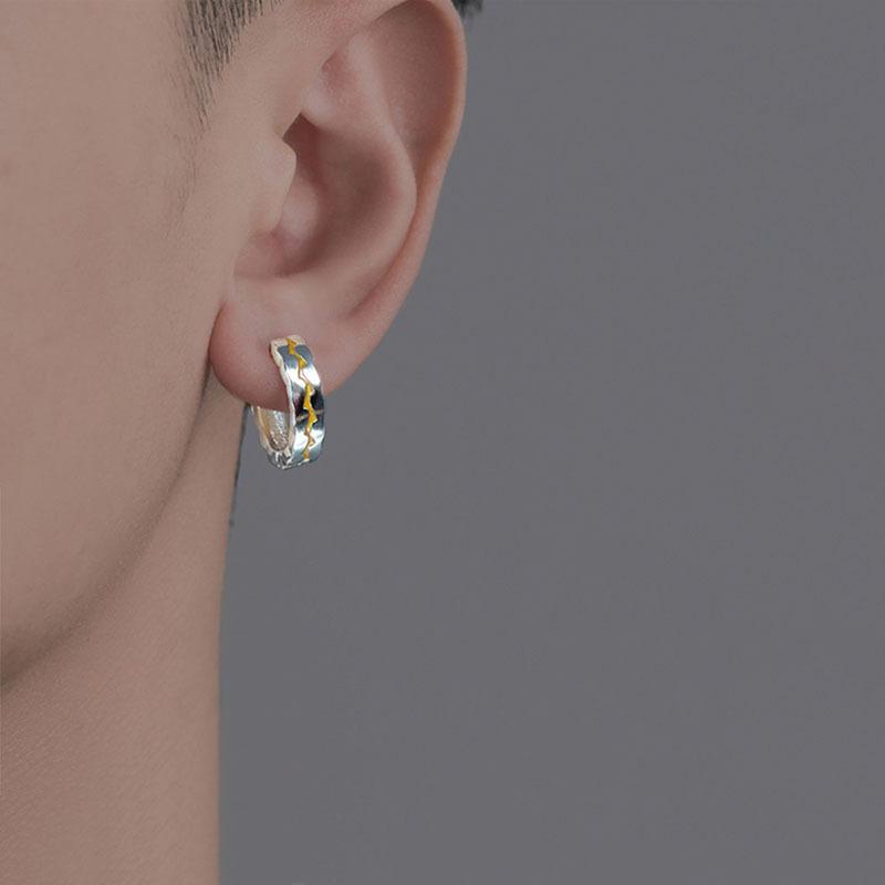 S925 Sterling Silver Crack Ear Buckle Trendy Male and Female Ear Ring