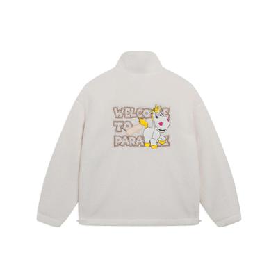 Li Ning X Pixar Collaboration Disney Toy Story Series Cartoon Pattern Embroidered Loose Stand Collar Casual Knit Jacket Sherpa Coat AFDSC58-2