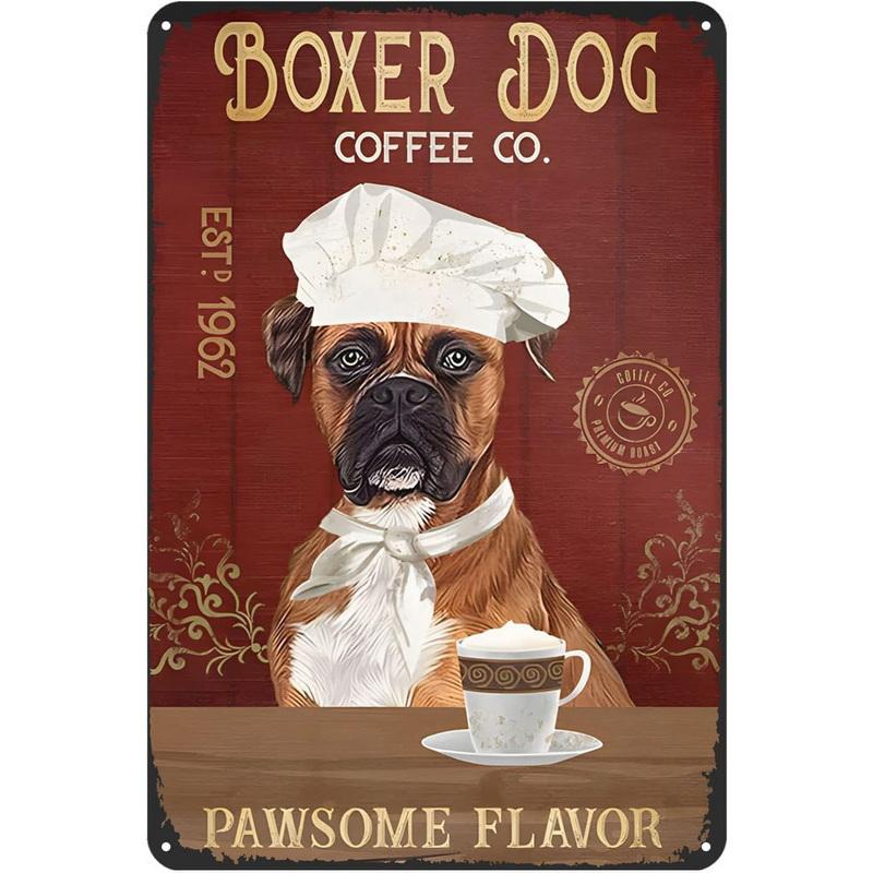 Dogs Metal Tin Signs Labrador Pitbull Wall Art Posters Plaque Vintage Iron Painting Decoration for Home Cafe Game Room Club Bar