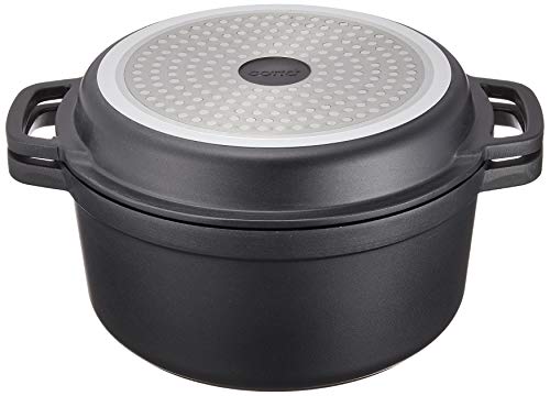 Cotta Waterless Cooking Pot, Black, Diameter: 24cm, Height: 11.5cm, Lid: 3.5cm, 91469