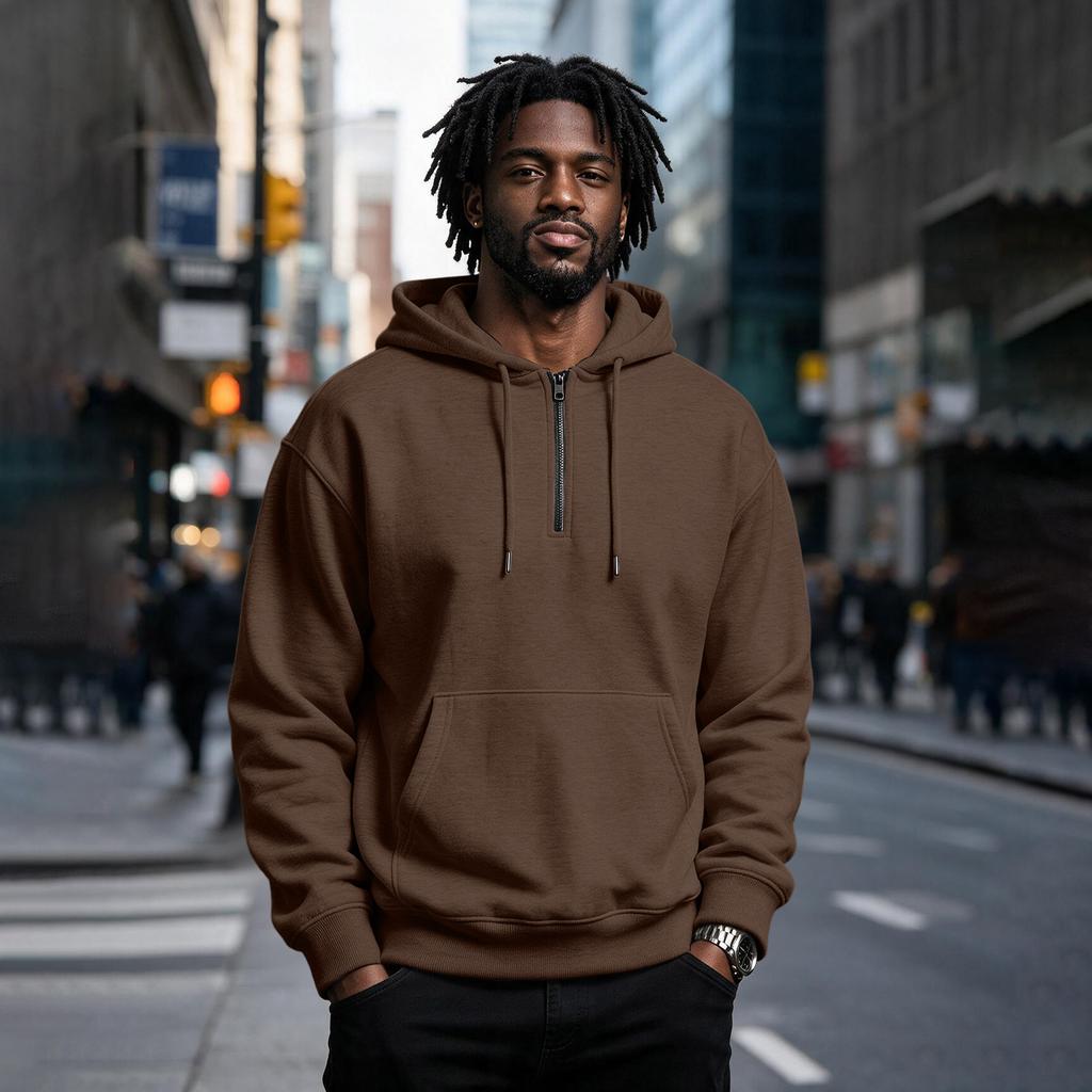 Casual Heren Hoodie met Kwart-Ritssluiting met