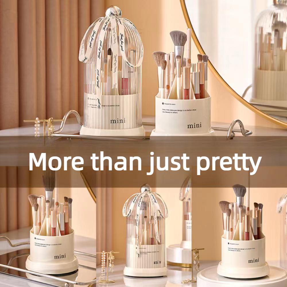 

Вращающийся ящик для хранения макияжа Пылезащитный макияж Канистра для хранения кистей Комод настольный держатель карандаша помада для теней для век стеллажей