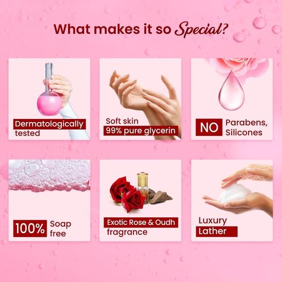 Dabur Gulabari Shower Gel-Himalayan Rose & Oudh-250ml|Sensual Aroma|Luxurious Body wash|Radiant Rose glow|No Parabens & Silicones