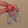 Resin glass rice bead bow fringed earrings fashion super fairy stud earrings light luxury high-end earrings