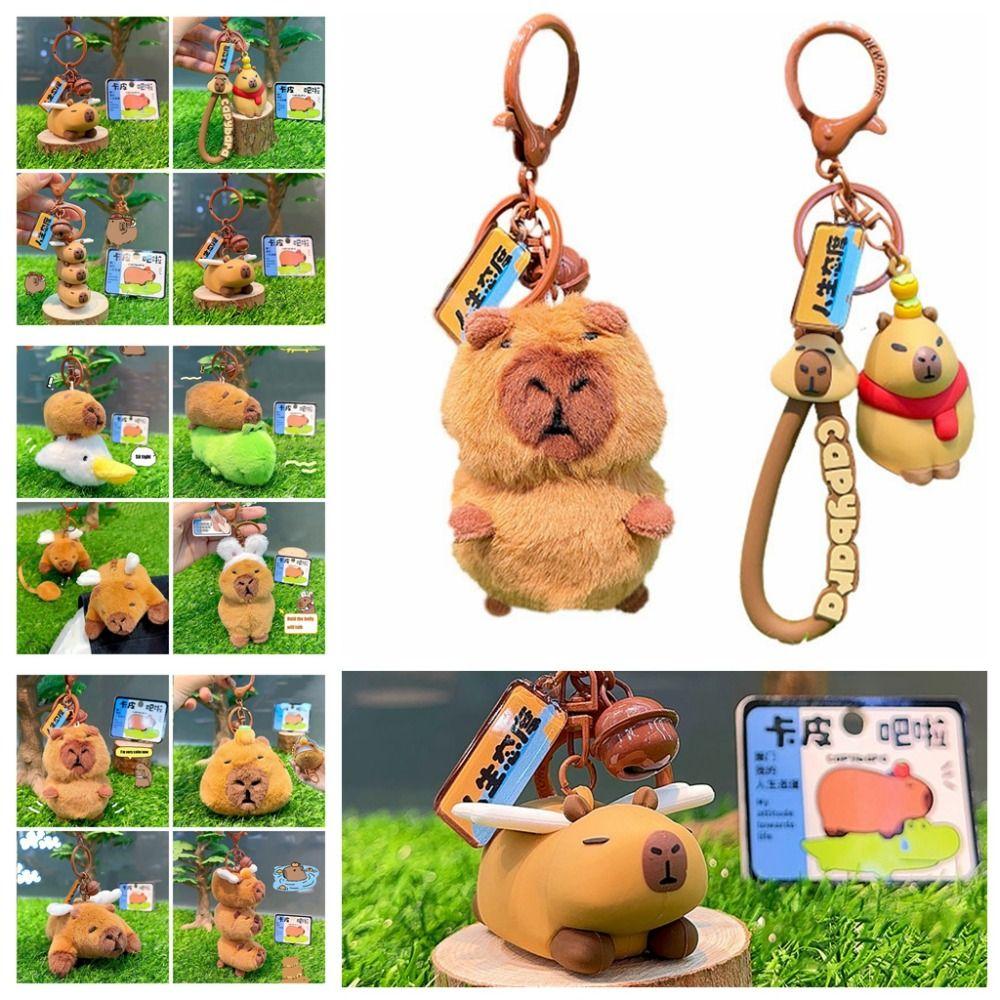 Simulation Capybara Capybara Plush Keyring Cloth Doll Capybara Plushie Keychain  Birthday Gift