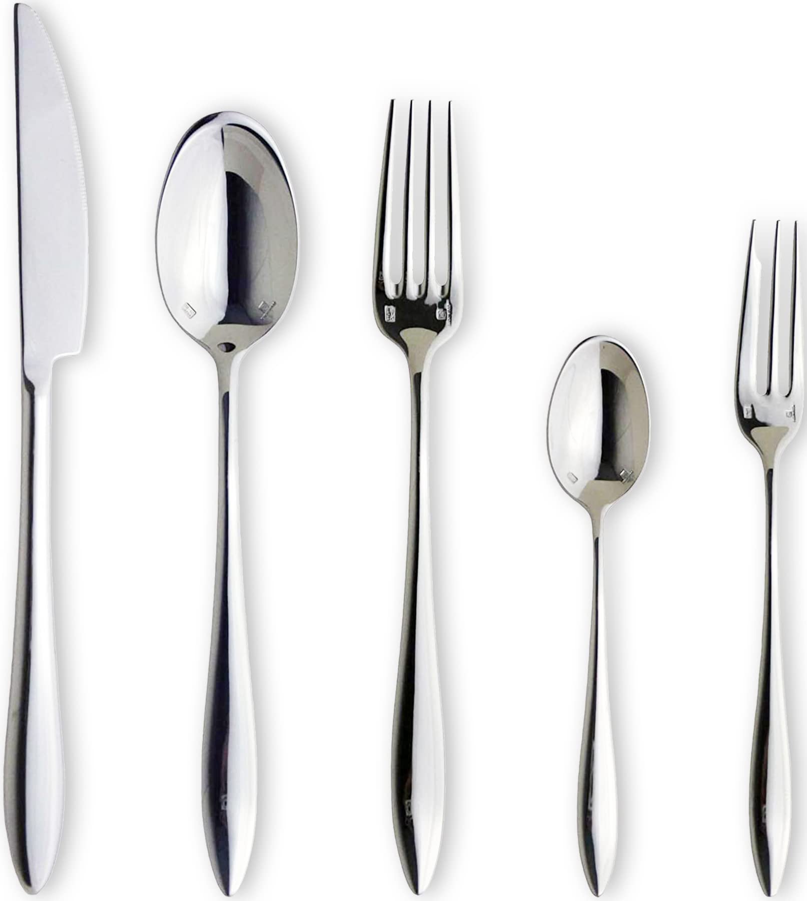 Nagao Luckywood Verute Dinner Cutlery Set Stainless Made in Japan (5 pieces) Knife, Spoon, Fork, 18-10 Steel,