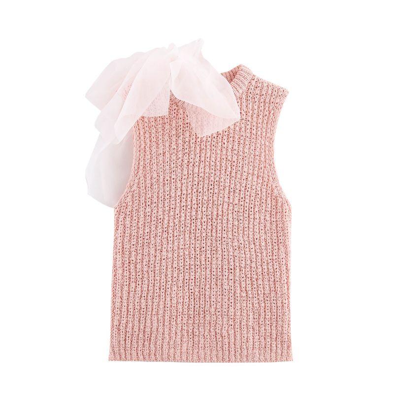 Kaslead New Women clothes Western Style Fashion Transparent Bowknot Decoration Knitted Top 2756012 902