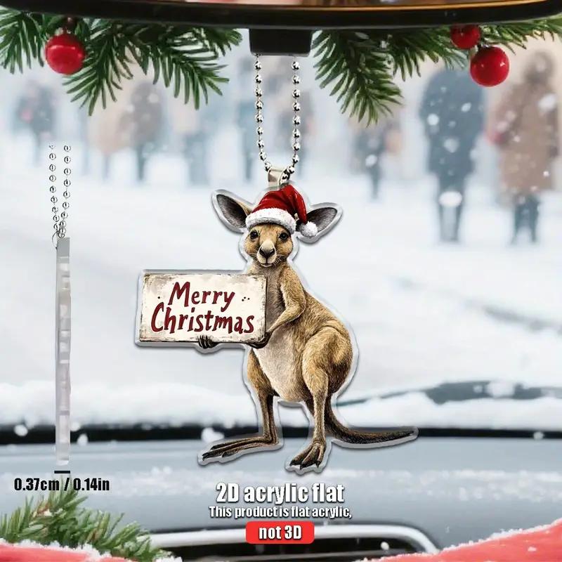 

1pc Christmas Kangaroo Sign Acrylic Pendant Used for Car Decoration, Home Festival Decoration, Christmas Tree Decoration