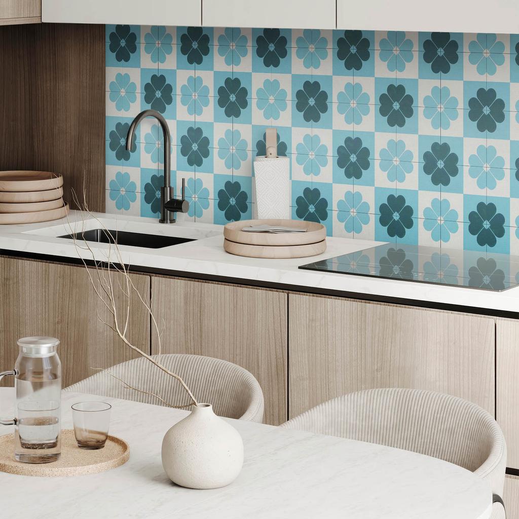 Vinyl Panel With A Motif For An Easy Wall Transformation 120x60 Cm Floral Checkered Pattern