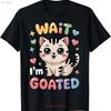 Warte, ich bin Goated Katze Meme Spruch Lustiges Gehirnfäule T-Shirt für Da vintage gewaschen Mann Oberteil Für den täglichen Gebrauch Stilvolle Mode