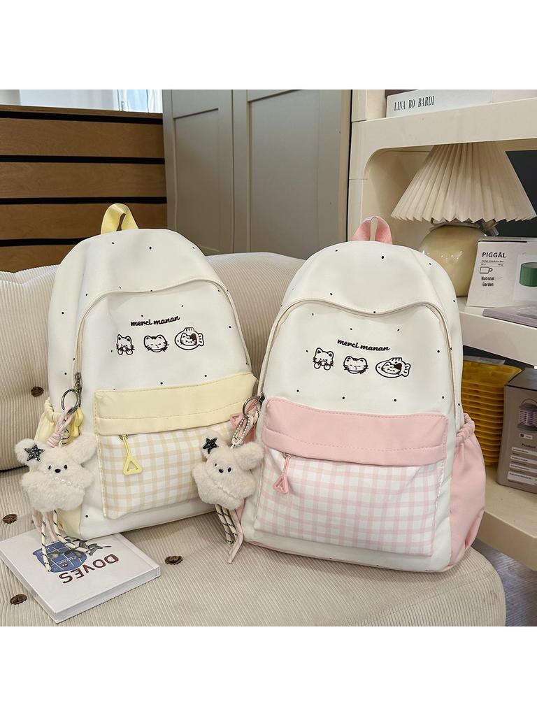 Lightweight Plaid Backpack for Junior High Students - Stylish & Spacious