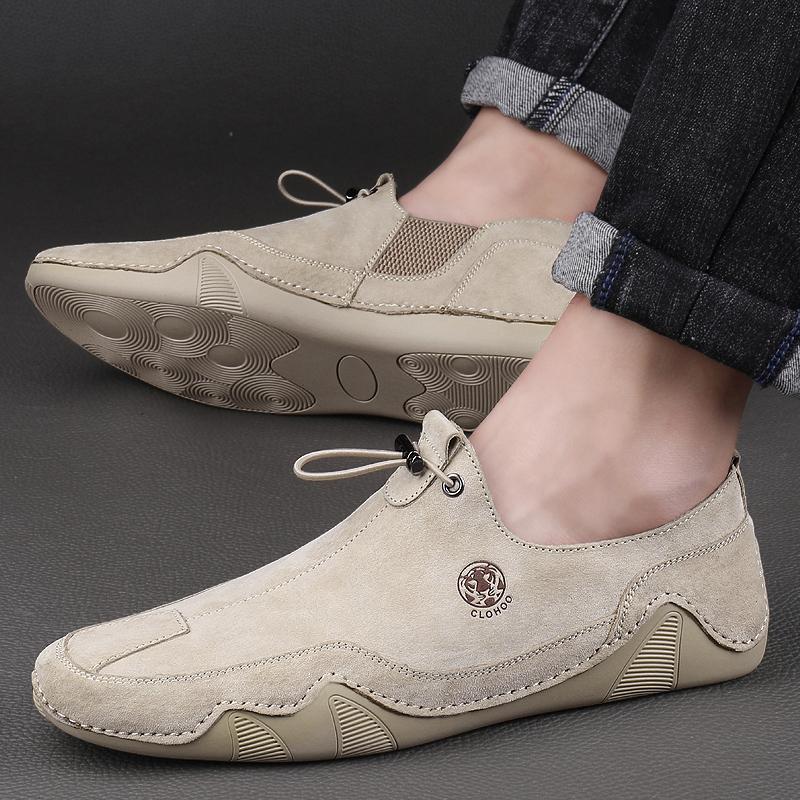Fashion Fashionable Outdoor Breathable Soft Soled Casual Bean Shoe for Spring New Men Comfortable Two-layer Pigskin Casual Octopus Shoes