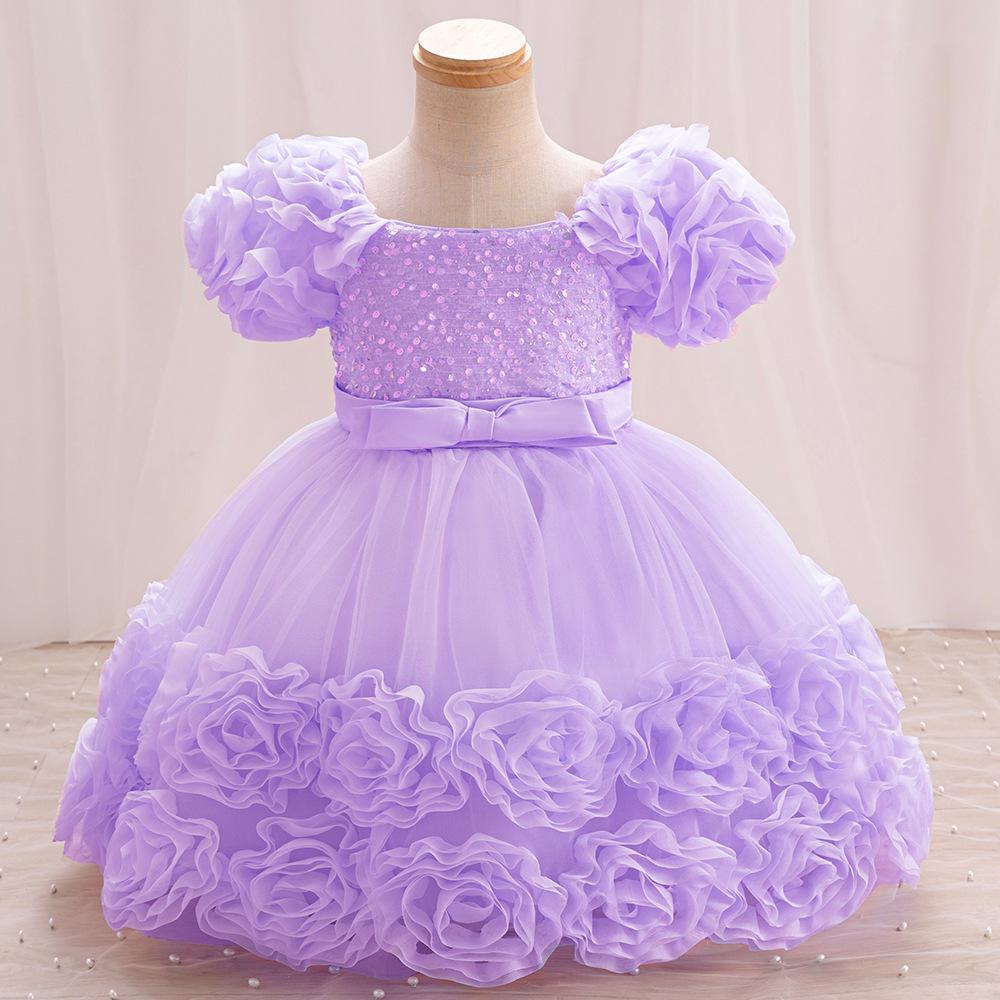 

Платье принцессы из пышного тюля в европейском и американском стиле для дней рождения, вечеров, свадеб и выступлений фиолетовый