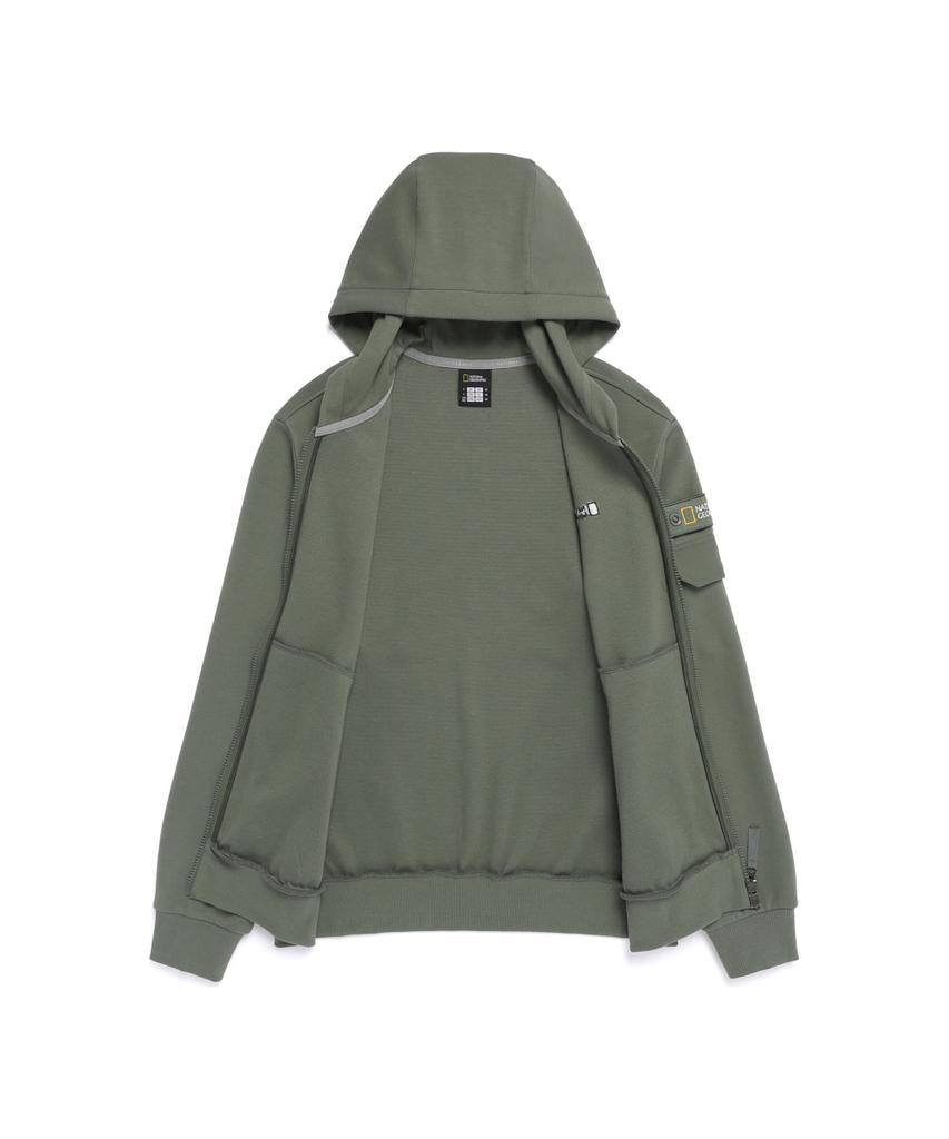 Nationalgeographic N261Uft950 Magay Sleeve Pocket Regular Fit Hoodie Full Zip Military Khaki