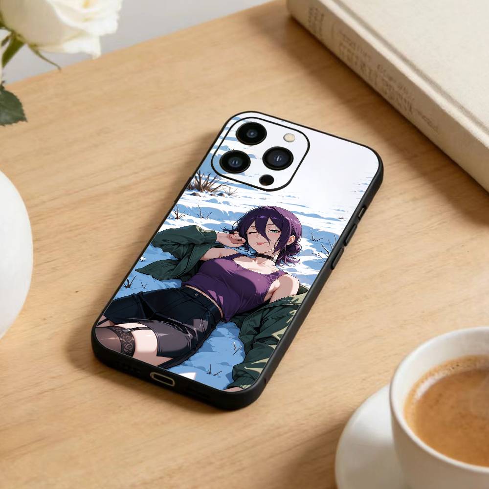 

H-Reze C-Chainsaw Man Phone Case For iPhone 16,15,14,13,12,17,Pro Max,Plus Silicone Black Case iPhone12PROMAX