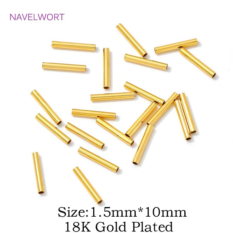 50/100pcs Spacer Beads For Jewelry 18K Gold Plated Brass Tube Beads,Separators For Beads,DIY Bracelets Necklace Making Supplies