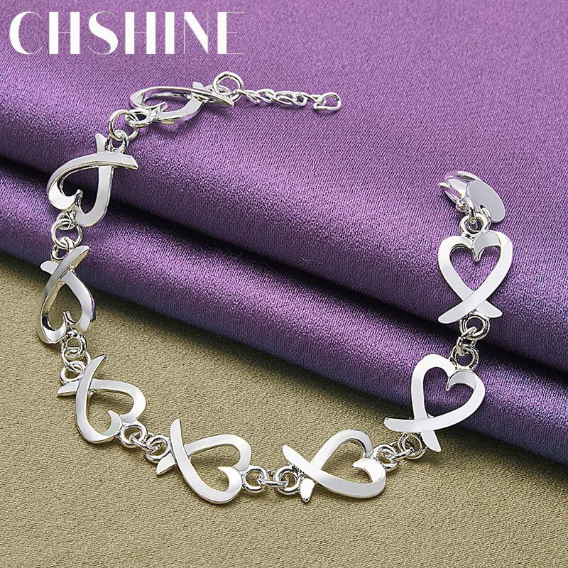 CHSHINE 925 Sterling Silber Liebesherz Kette Armband Mode Charme Hochzeitsparty Für Frauen Schmuck