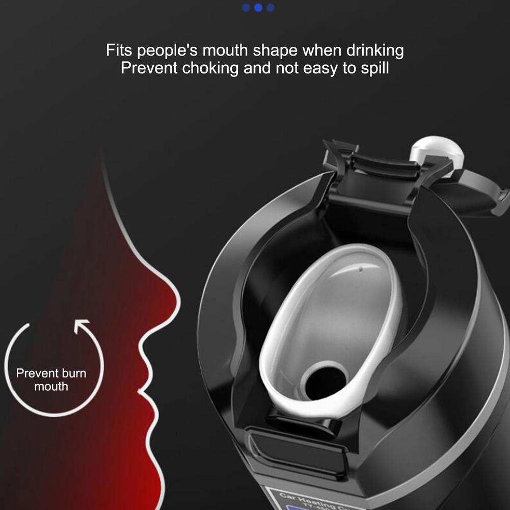 12V/24V 75-90W 450ml LCD Display Vehicle Heating Cup Car Smart Coffee Heat Preservation Touch Screen Travel Electric Thermo Mug