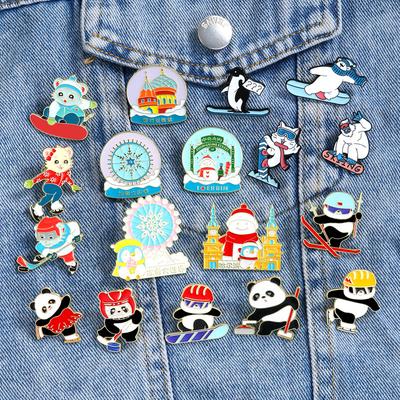 Harbin Asian Winter Games Commemorative Brooch Sports Panda Asian Winter Games Mascot Ice and Snow World Metal Badge Sticker