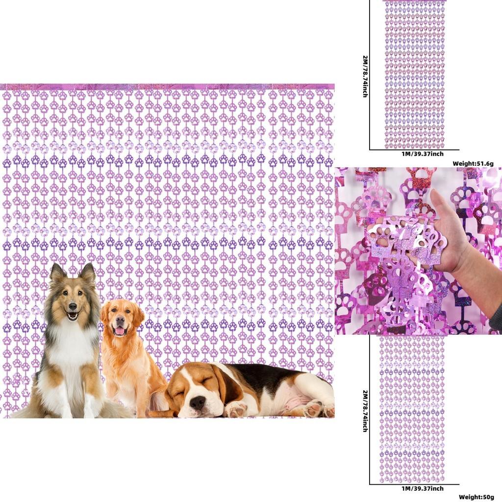 Adorable Pink Cat Paw And Dog Paw Rain Curtain For Festive Pet Birthday Parties