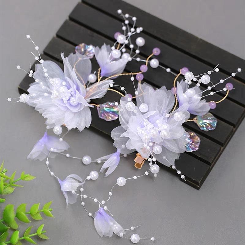 Flower Hair Clips Forks Chinese Hanfu Hair Accessories for Women Hairpin Fork Handmade Vintage Wedding Hair Jewelry Retro Crowns for Girl and Women