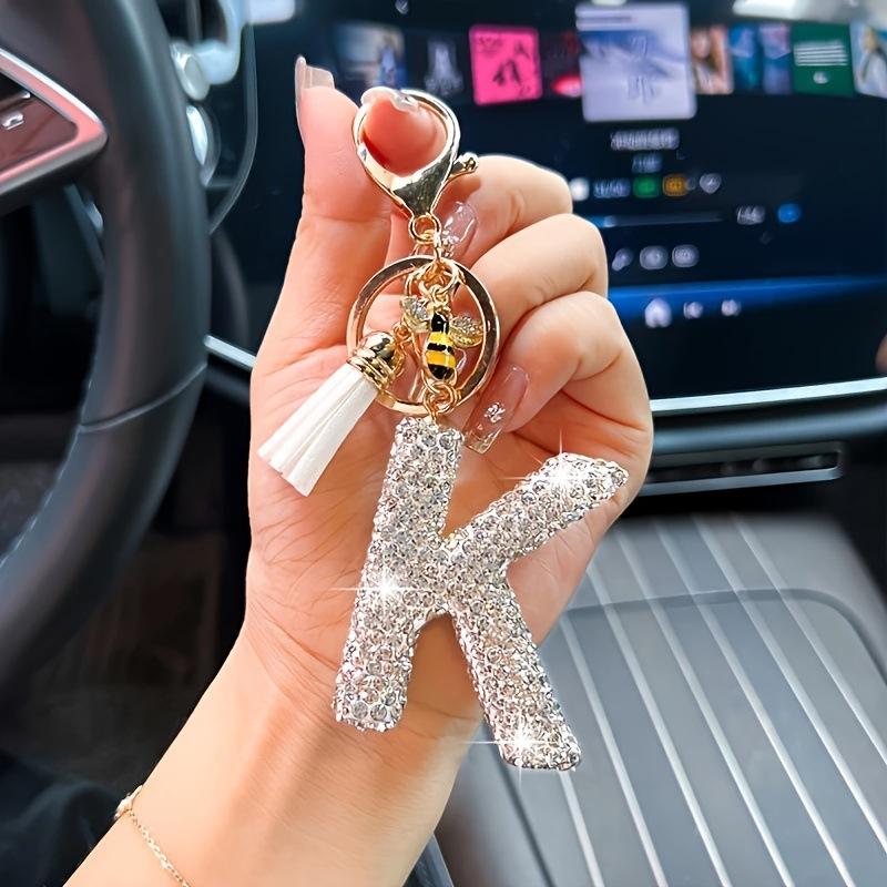 Mode 26 Bokstäver A-Ö Nyckelring Lyxig Elegant Strass Legering Nyckelring Väska Bil Hänge Smycken Tillbehör