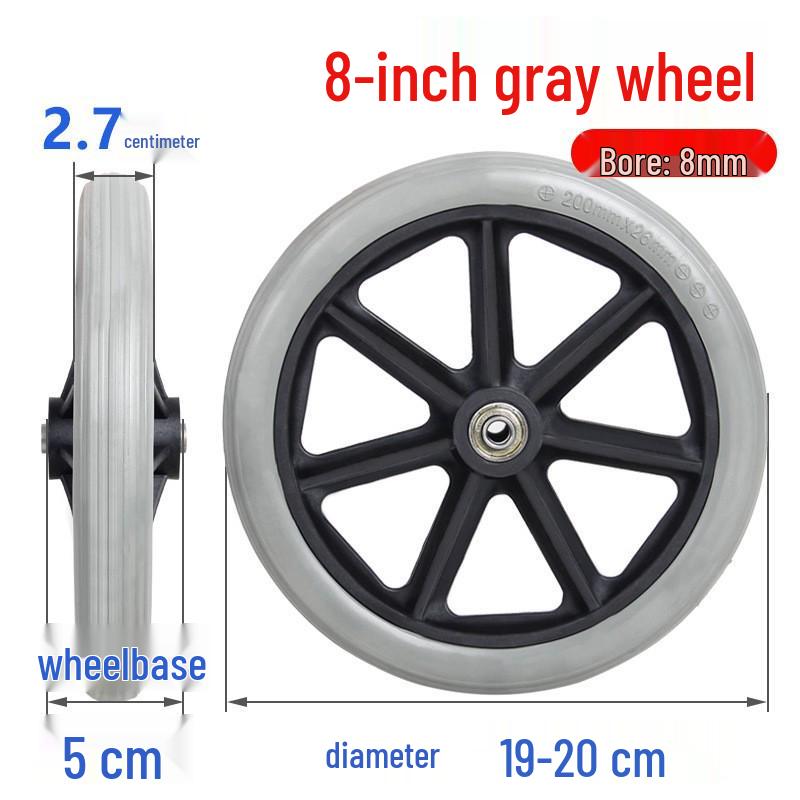 Universal Rollstuhl-Vorderradsatz Vollgummi mit Lagern & Schrauben in 6, 7, 8 Zoll