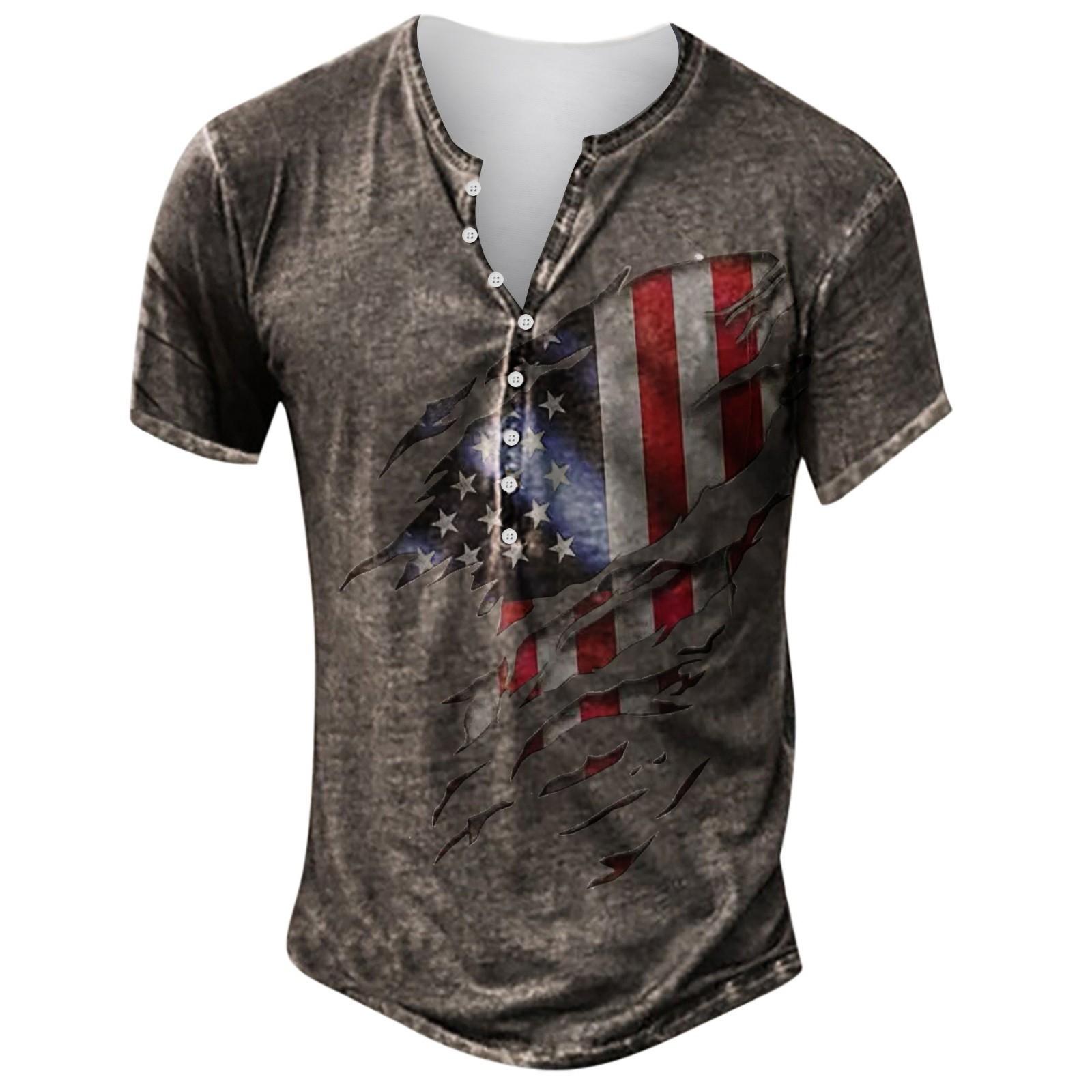 Мужская модная футболка с коротким рукавом и вышивкой с коротким рукавом и принтом на весну и лето XL коричневый 1598₽