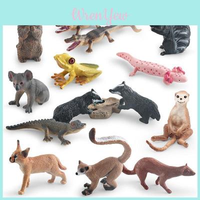 Realistische Plastik Waldtier-Modellkollektion mit niedlichen statischen Mäusen Fröschen Krokodilen Koalas und Stinktieren